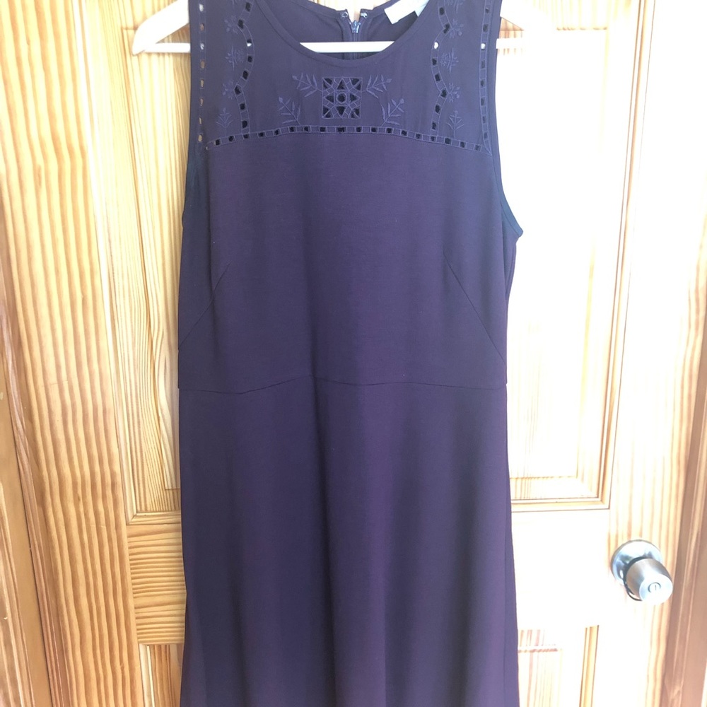 LOFT A-Line Dress in Aubergine Color